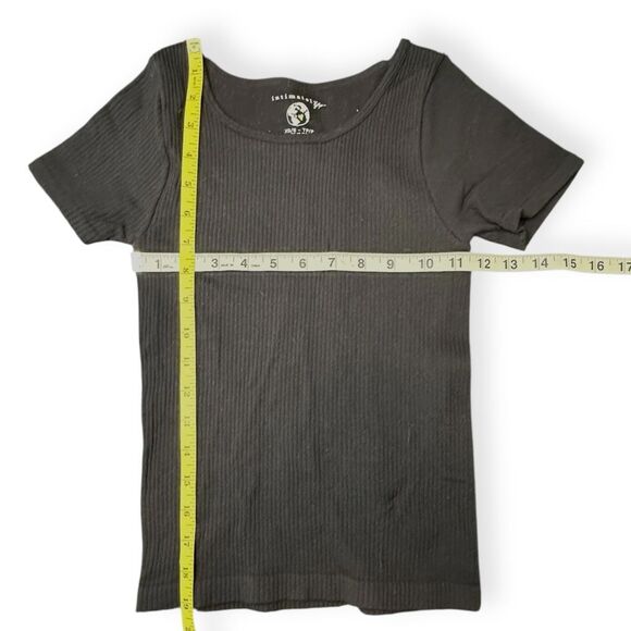 INTIMATELY FREE PEOPLE Women’s Black Short Sleeve Baby Ribbed Top Size XS / Smal - Picture 5 of 5